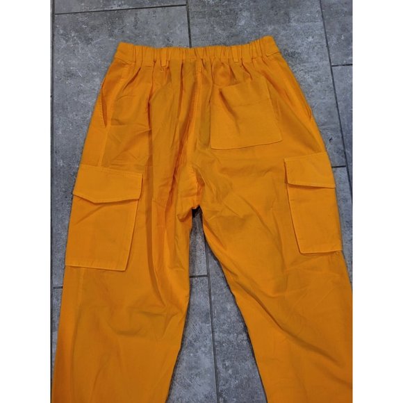 New Monrow Cargo Joggers Elastic Back And Drawstring Waist Orange Sz S - Picture 5 of 8